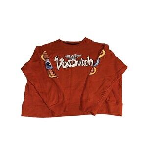 Von Dutch Mens XL Orange EyeBall Winged Sweater